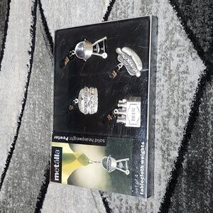 METALLA PEWTER DECORATIVE BAR-B-Q  SET-OF-4 TABLECLOTH WEIGHT CLIPS